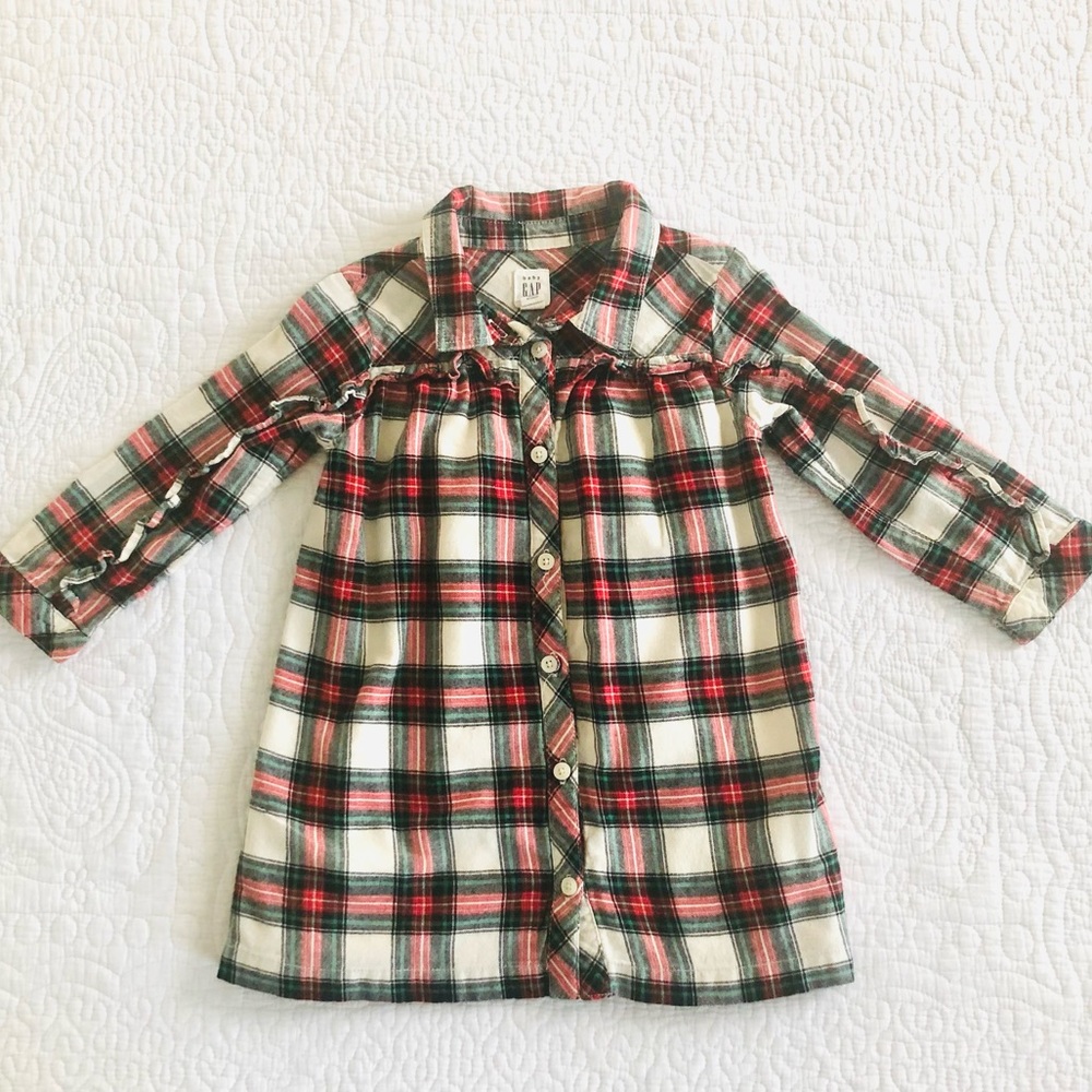 Baby gap christmas girls plaid dress holiday cotton